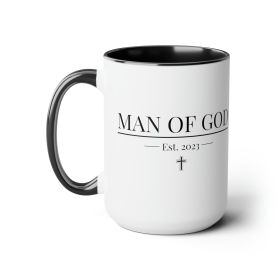 Accent Ceramic Coffee Mug 15oz - Say It Soul, Man Of God T-shirt, Christian, Religious, Faith-based, Faith-based Activewear, Christian Shirts, Church