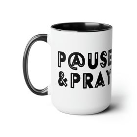 Accent Ceramic Coffee Mug 15oz - Pause And Pray Black Illustration