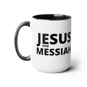 Accent Ceramic Coffee Mug 15oz - Jesus One Messiah Black Illustration