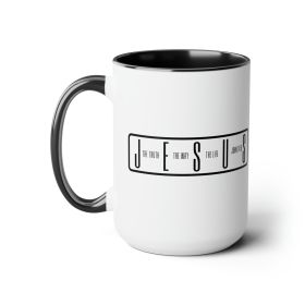 Accent Ceramic Coffee Mug 15oz - Jesus The Truth The Way The Life Black Illustration