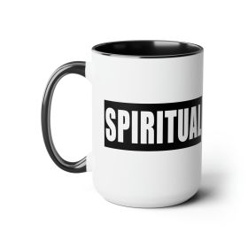 Accent Ceramic Coffee Mug 15oz - Spiritual Black Colorblock Illustration