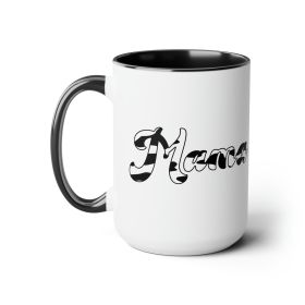 Accent Ceramic Coffee Mug 15oz - Black And White Abstract Mama Pattern Celebrating Moms