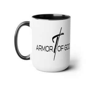 Accent Ceramic Coffee Mug 15oz - Armor Of God Black Illustration