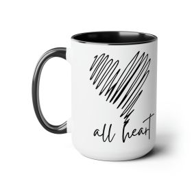 Accent Ceramic Coffee Mug 15oz - Say It Soul, All Heart Black Line Art Print