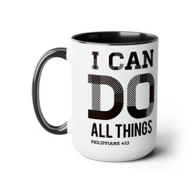 Accent Ceramic Coffee Mug 15oz - i Can Do All Things Philippians 4:13 Black Illustration