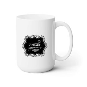 Ceramic Coffee Mug 15oz - Vintage Premium Quality Black White