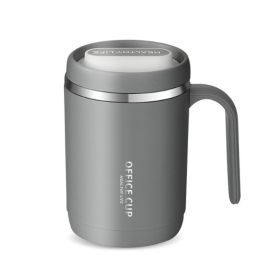 1pc Stainless Steel Cups With Lid; 16 Oz 304 Stainless Steel Tumblers Durable Coffee Mug With Splash Proof Sliding Lid; Drink With Lid Open; Non-Insul (Color: Grey)