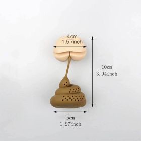 Reusable Silicone Tea Infuser Creative Poop Shaped Funny Herbal Tea Bag Coffee Filter Diffuser Strainer Tea Accessories (Color: Brown)