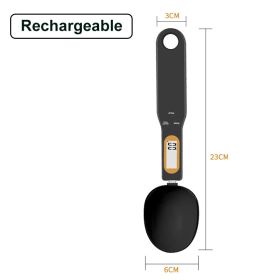 LCD Digital Kitchen Scale Electronic Cooking Food Weight Measuring Spoon 500g 0.1g Scale Mini Kitchen Tool Milk Coffee Tea Flour (Color: Rechargeable Black, Ships From: China)