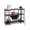 Simple Industrial Wine Rack Wine with Storage Shelves