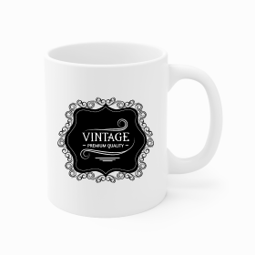 Ceramic Coffee Mug 11oz - Vintage Premium Quality Black White (Title: Default Title)