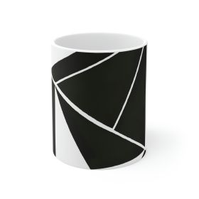 Decorative Ceramic Coffee Mug 15oz, Black And White Geometric Pattern (size: 11oz)