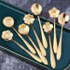 8Pcs Stainless Steel Flower Spoon Coffee Tea Spoon Cute Ice Cream Dessert Spoon Silver Christmas Gifts Kitchen Tableware Decor