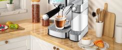 Geek Chef Espresso and Cappuccino Machine with Automatic Milk Frother,20Bar Espresso Maker for Home, for Cappuccino or Latte,with ESE POD filter, Stai