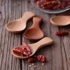 4Pcs Mini Wooden Spoons; Small Spice Condiment Spoon; Sugar Tea Coffee Scoop; Short Handle Wood Spoon; Jam Mustard Ice Cream Wood Spoons; Kitchen Gadg