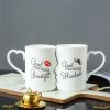 2 Pcs Valentine's Day Gift-Ceramic Couple Kiss Mugs Mr and Miss Couple Mugs