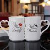 2 Pcs Valentine's Day Gift-Ceramic Couple Kiss Mugs Mr and Miss Couple Mugs